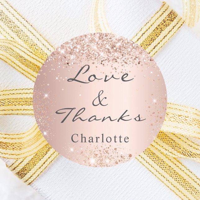 Pegatina Redonda Oro rosa confeti gracias (Subido por el creador)