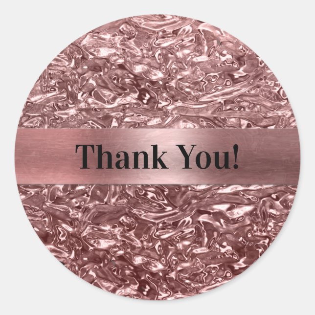 Pegatina Redonda Oro Rosa Cromo Líquido Metálico Favor de Fiesta Ch (Anverso)