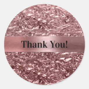 Pegatina Redonda Oro Rosa Cromo Líquido Metálico Favor de Fiesta Ch