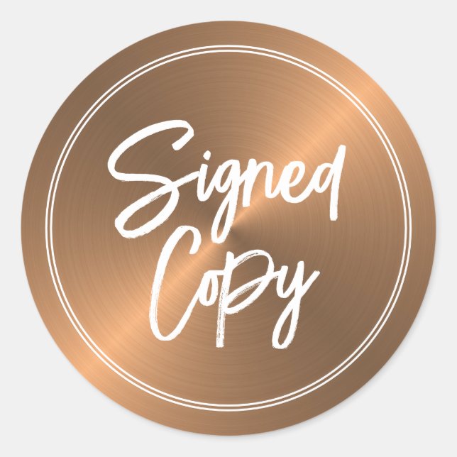 Pegatina Redonda Oro Rosa, firma del libro "Copia firmada" del auto (Anverso)