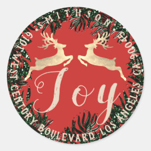 Pegatina Redonda Oro rústico rojo de madera de RSVP de la vuelta