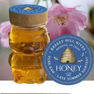 Pegatina Redonda Oro Skep con abejas