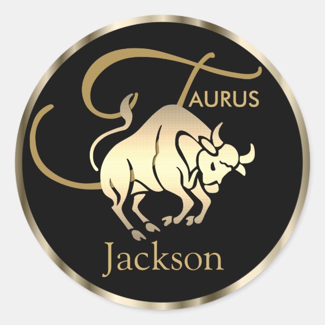 Pegatina Redonda Oro - Taurus ♉ el Rótulo Bull - Zodiac (Anverso)