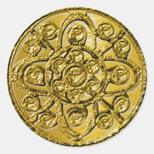 Pegatina Redonda Oro texturizado afiligranado