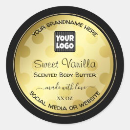 Pegatina Redonda Oro y negro con etiquetas de embalaje de productos