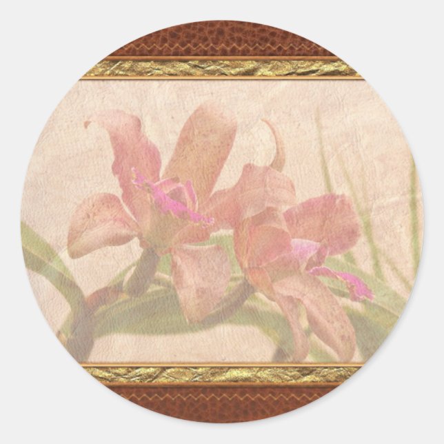 Pegatina Redonda Orquídea - Rosa de lo más lindo (Anverso)