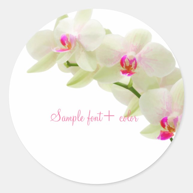 Pegatina Redonda Orquídea rosa PixDezine maui (Anverso)