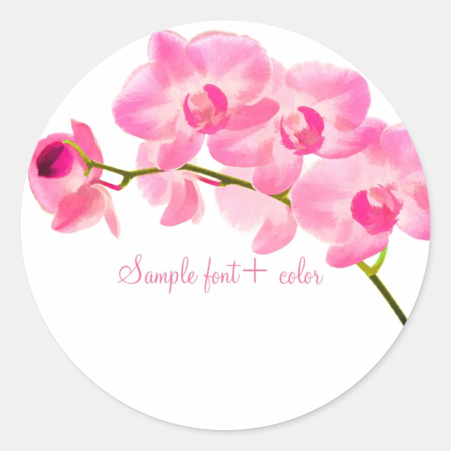 Pegatina Redonda Orquídea rosa PixDezine maui (Anverso)