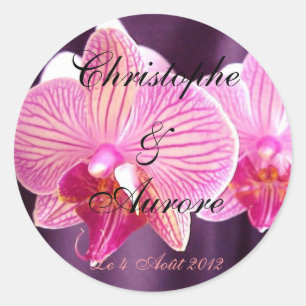 Pegatina Redonda Orquídea rosada Autoadhesivo phalaénopsis
