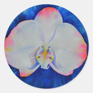 Pegatina Redonda Orquídea Rubor rosa