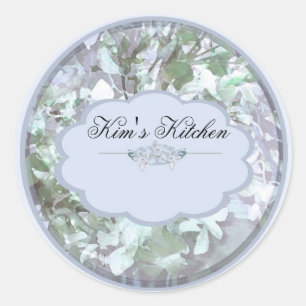 Pegatina Redonda orquídeas azules claras pequeñas etiquetas de tarr