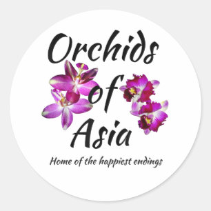 Pegatina Redonda Orquídeas de Asia