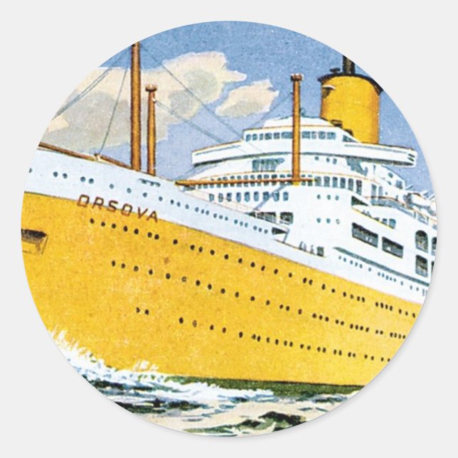 Pegatina Redonda Orsova de Orient Line (Anverso)