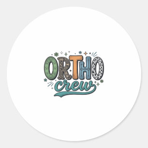 Pegatina Redonda Ortho Crew Diseño de equipo dental vintage vectori