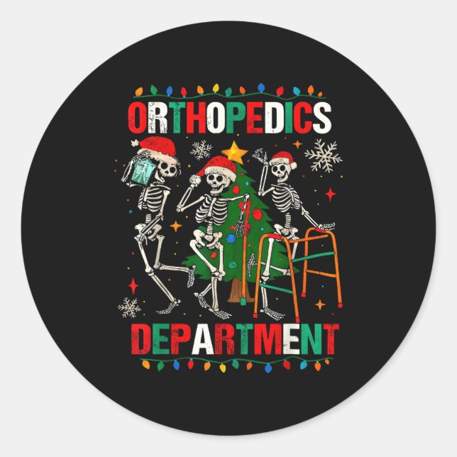 Pegatina Redonda Ortho Squad Bones Healthcare Nurse Doctor Joke Xma (Anverso)