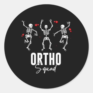 Pegatina Redonda Ortho Squad Dancing Skeleton Ortopedic Valentine