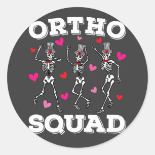 Pegatina Redonda Ortho Squad Dancing Skeleton Valentine