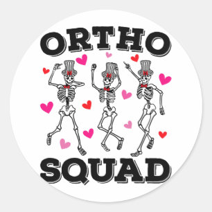 Pegatina Redonda Ortho Squad Dancing Skeleton Valentine