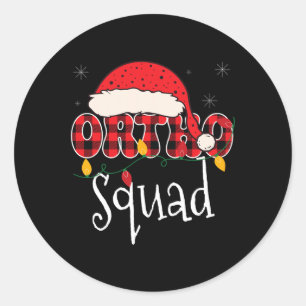 Pegatina Redonda Ortho Squad Plaid Fun Navidades Ortopedia Crew X