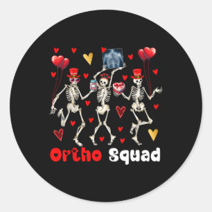 Pegatina Redonda Ortho Squad Tres El día de San Valentín Skeletons