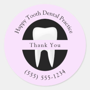 Pegatina Redonda Ortodontista dental Gracias Personalizado Rosa