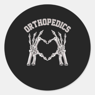 Pegatina Redonda Ortopédicas Skeleton Mano Corazón Orto Enfermera R