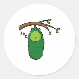 Pegatina Redonda oruga en el árbol