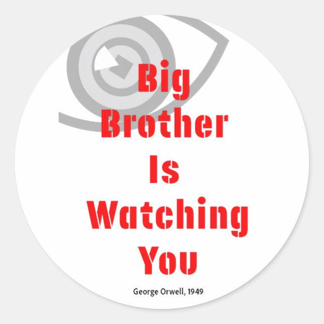 Pegatina Redonda Orwell “Big Brother” — Bold Type  (Anverso)