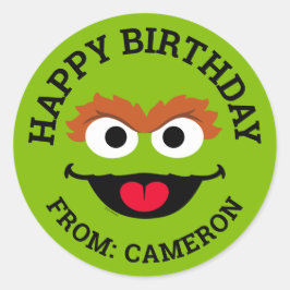 Pegatina Redonda Oscar el rostro de la pandilla | Cumpleaños feliz