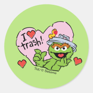 Pegatina Redonda Oscar "I love Trash" Valentine