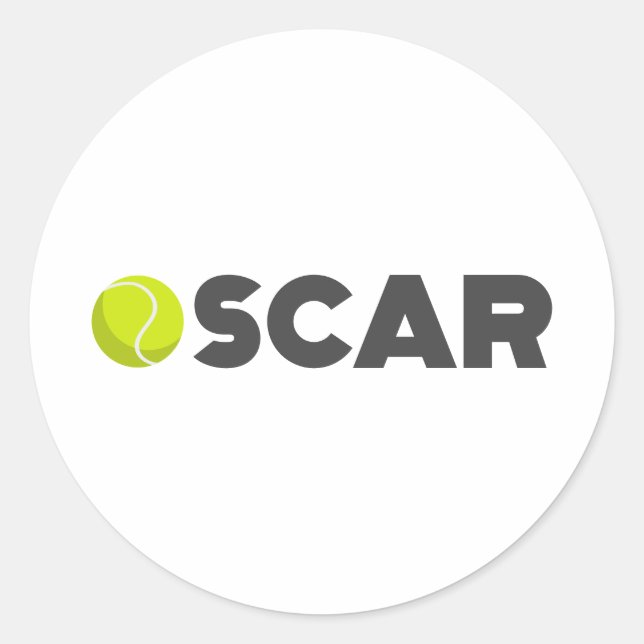 Pegatina Redonda Oscar Tennis (Anverso)