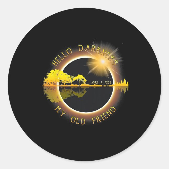 Pegatina Redonda Oscuridad Mi viejo amigo eclipse (Anverso)