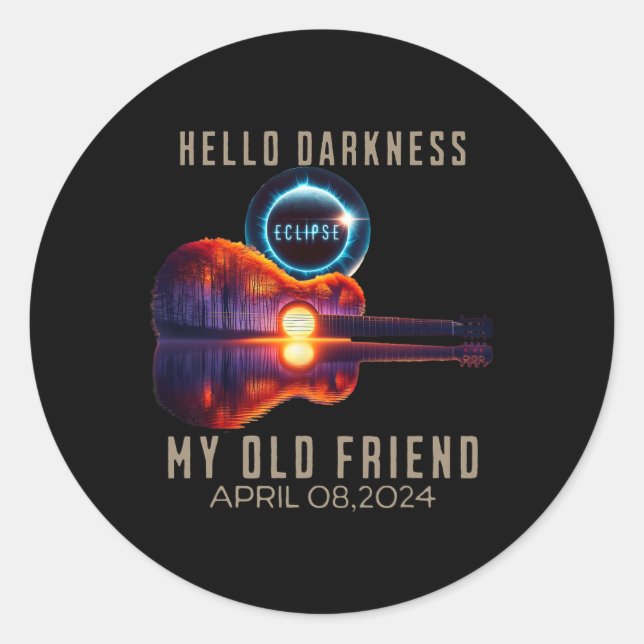 Pegatina Redonda Oscuridad Mi viejo amigo eclipse solar abril (Anverso)