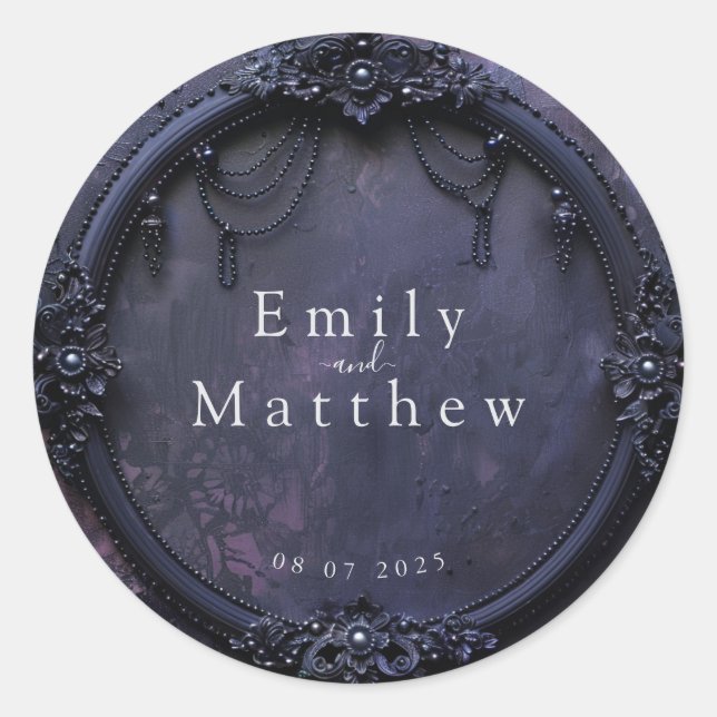 Pegatina Redonda Oscuro Midnight Elegancia gótica (Anverso)