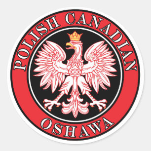 Pegatina Redonda Oshawa Águila Polaca Canadiense