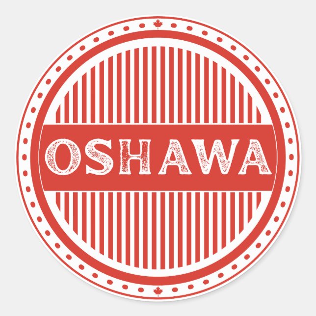 Pegatina Redonda Oshawa City Pride Emblem – Canadian Identity (Anverso)