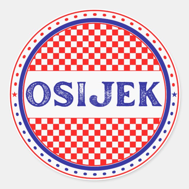 Pegatina Redonda Osijek City Pride Emblem – Croatian Identity (Anverso)