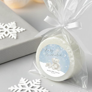 Pegatina Redonda Osito de peluche Baby, It's Cold Outside con acent