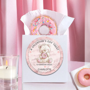 Pegatina Redonda Osito de peluche lindo   Donut Dulce Regalo de San