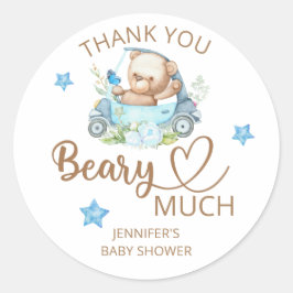 Pegatina Redonda Osito Teddy baby bear Muchas gracias antes