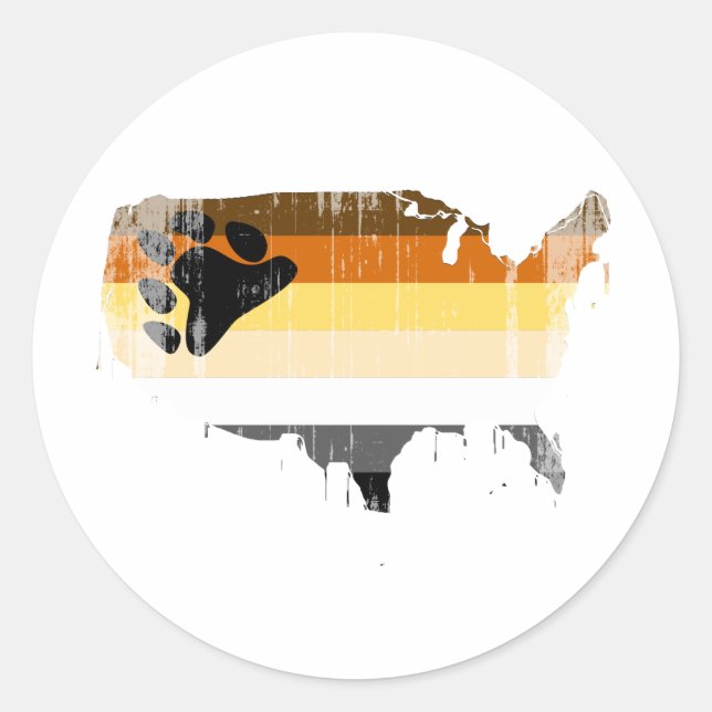 Pegatina Redonda Oso americano angustiado (Anverso)