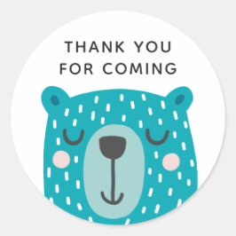 Pegatina Redonda Oso azul. Un animal lindo. Niños cumpleaños gracia