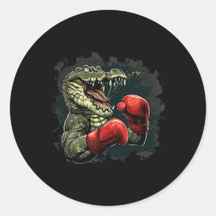 Pegatina Redonda Oso Boxeador Con Guantes De Boxeo Kickboxing Boxeo