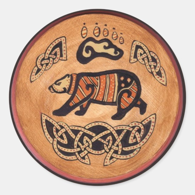 Pegatina Redonda Oso Celta (Anverso)