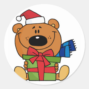 Pegatina Redonda Oso con camisetas y regalos de vacaciones