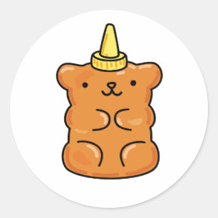 Pegatina Redonda Oso de goma kawaii unicornio