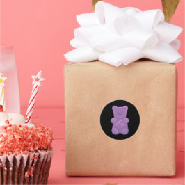 Pegatina Redonda Oso de Goma Purpura 