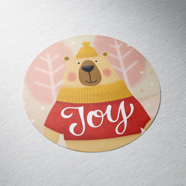 Pegatina Redonda Oso de invierno alegre | Feliz Navidad (Subido por el creador)