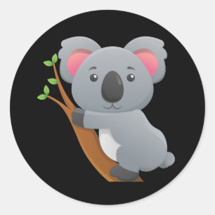 Pegatina Redonda Oso de koala animado