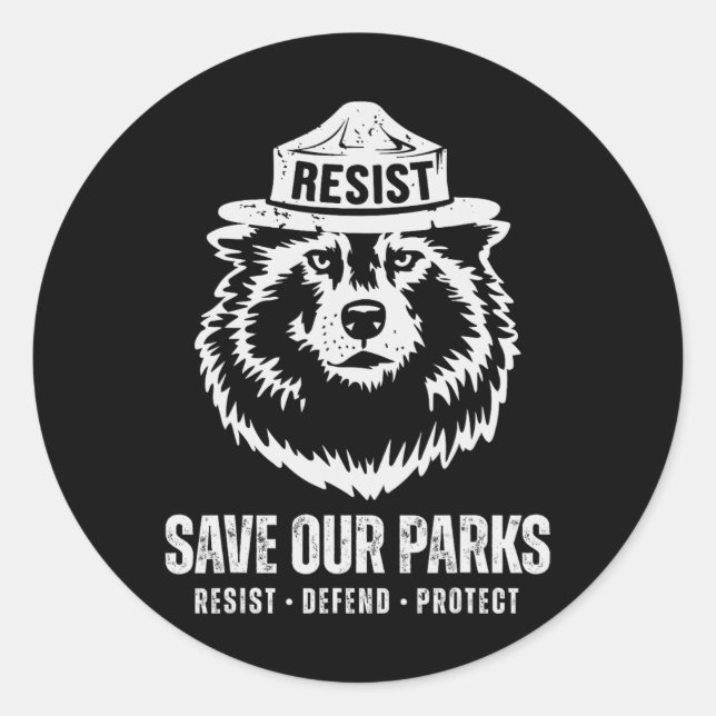 Pegatina Redonda Oso de lobo gris resiste la protección del parque  (Anverso)